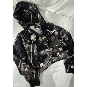 Darc Sport She Bushido Sage Cropped Zip Hoodie - Cherry Blossom Woodland Camo XS